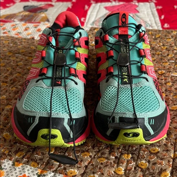 Salomon XR Mission 1 Teal and Red Trail women’s Running Shoes size 8.5 - Picture 3 of 13